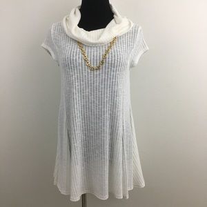 White Tunic Cowl-neck Top